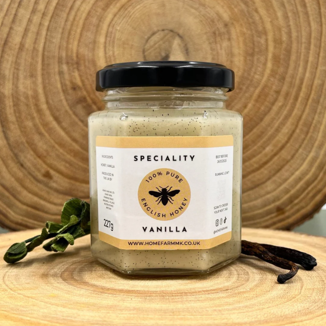 Vanilla Honey - Naturally Flavoured Pure, Raw English Honey 227g